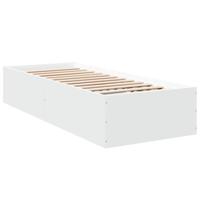 Bedframe bewerkt hout wit 75x190 cm - thumbnail