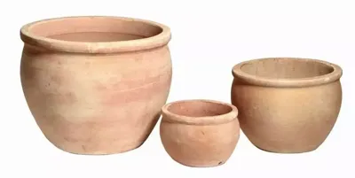 Mega Collections Bloempot Whitewash Delta Ø38 H31 cm - Terracotta