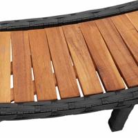 Hottub Surround opbergruimte houten opstapje poly rattan zwart - thumbnail