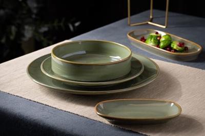 Bonna Serveerschaal - Sage Hygge - Porselein - 19x11 cm - set van 2