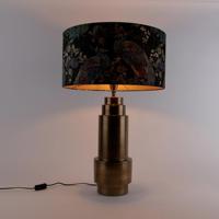 QAZQA Tafellamp brons velours kap pauw groen met goud 50 cm - Bruut - thumbnail