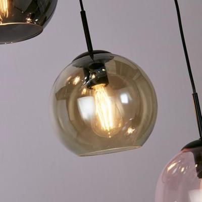 Searchlight 5-lichts hanglampMardi Gras II met meerdere kleuren glas - 94005-5BK