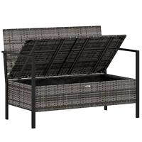 Tuinbank 2-zits met kussens poly rattan grijs - thumbnail