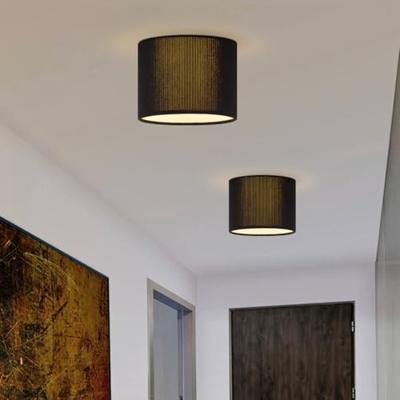 Corduroy Plafondlamp - Cilinder - Black - Scandinavische stijl - ø22 x 17 cm - E27 Fitting - Geschikt voor Woonkamers en slaapkamers