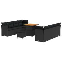Tuinbankenset 11 pcs Zwart poly rattan - thumbnail