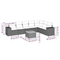 8-delige Loungeset met kussens poly rattan beige - thumbnail
