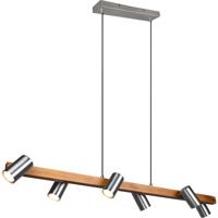 LED Hanglamp 6-Lichts Rond Aluminium - Mat Bruin/Nikkel - GU10 Fitting - thumbnail