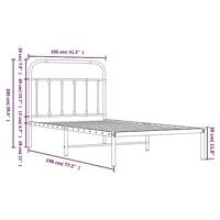 Bedframe met hoofdbord metaal zwart 100x190 cm - thumbnail