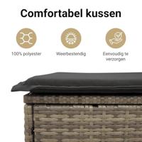 5-delige Loungeset met kussens poly rattan grijs - thumbnail