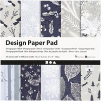 Creativ Company Design papierblok, vel 15,2x15,2 cm, 120 gr, blauw, grijs, 50 vel/ 1 doos - thumbnail