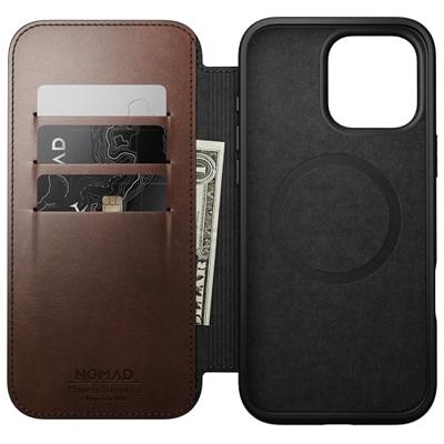 Nomad Modern Horween lederen folio iPhone 16 Pro Max - Rustic Brown Nomad Modern Horween lederen folio iPhone 16 Pro Max - Rustic Brown