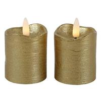 Countryfield LED kaarsen|stompkaarsen - 2x st - goud - H7,2 cm - thumbnail
