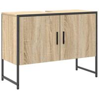 Badkamermeubelset met plank met opslag 3 pcs Bruin Bewerkt hout - thumbnail