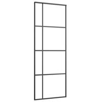 Schuifdeur 76x205 cm ESG-glas en aluminium zwart - thumbnail