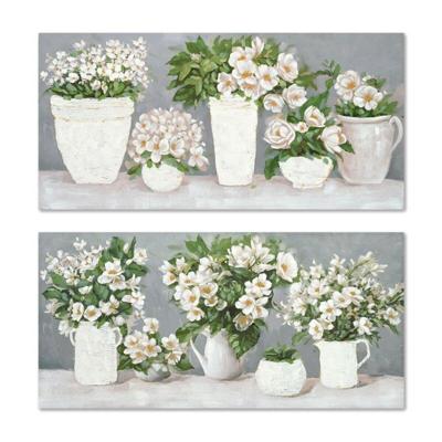 Schilderij Home ESPRIT Wit Grijs Romantiek 140 x 3 x 70 cm (2 Stuks)