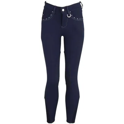 BR Madison kunstleder kinder rijbroek donkerblauw maat:152