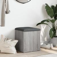 Opbergbankje 42x42x45 cm bewerkt hout grijs sonoma eikenkleurig - thumbnail