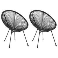 Maanstoelen 2 st rattan zwart - thumbnail