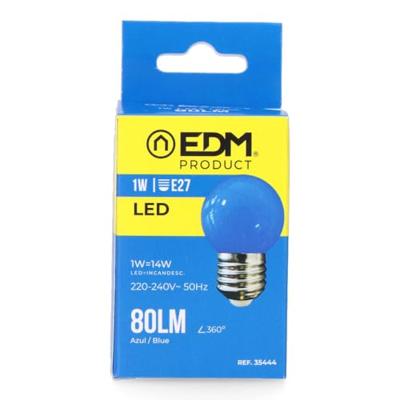 Enzo EDM LED kogellamp EDM E27 1,5W blauw LED8106 Enzo EDM LED kogellamp EDM E27 1,5W blauw LED8106