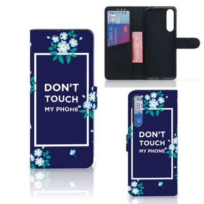 Sony Xperia 1 II Portemonnee Hoesje Flowers Blue DTMP Sony Xperia 1 II Portemonnee Hoesje Flowers Blue DTMP