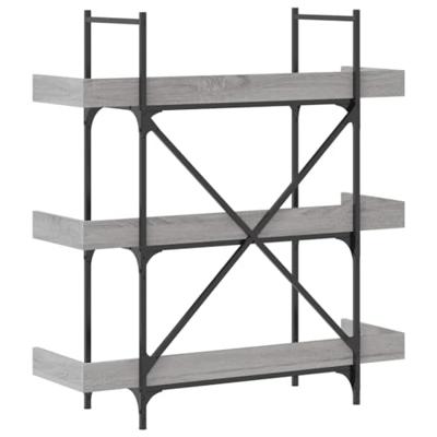 Boekenkast 3-laags 100x33x108,5 cm bewerkt hout grijs sonoma