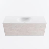 MONDIAZ VICA 130cm badmeubel onderkast Underlayment 2 lades. Wastafel MOON midden zonder kraangat, kleur Talc. - thumbnail