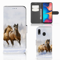 Samsung Galaxy A30 | Telefoonhoesje | Met pasjeshouder | Paarden - thumbnail