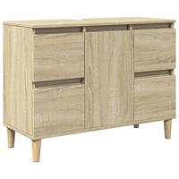 Wastafelkast 80x33x60 cm bewerkt hout sonoma eikenkleurig - thumbnail