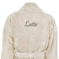 Dames badjas borduren - Beige - L/XL - thumbnail