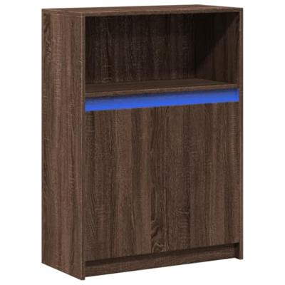 Dressoir met LED 72x34x100 cm bewerkt hout bruin eikenkleur Dressoir met LED 72x34x100 cm bewerkt hout bruin eikenkleur