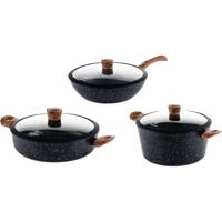 Westinghouse Pannenset Marble Wood - Wokpan ø 30 cm, braadpan & hapjespan ø 28 cm - inductie en alle andere warmtebronnen - 3 Delig - thumbnail