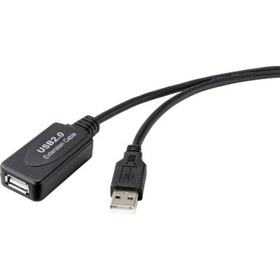 Renkforce RF-4535088 USB-kabel USB 2.0 USB-A stekker, USB-A bus 20.00 m Zwart Actief met signaalversterking Renkforce RF-4535088 USB-kabel USB 2.0 USB-A stekker, USB-A bus 20.00 m Zwart Actief met signaalversterking
