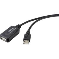 Renkforce RF-4535088 USB-kabel USB 2.0 USB-A stekker, USB-A bus 20.00 m Zwart Actief met signaalversterking - thumbnail