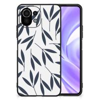 Xiaomi 11 Lite 5G NE | Mi 11 Lite Bloemen Hoesje Leaves Blue - thumbnail