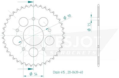 ESJOT achtertandwiel "0439" chain wheel 415 40z steel black