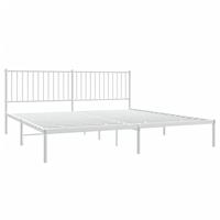 Bedframe met hoofdeinde staal wit 208x208x90,5 cm - thumbnail
