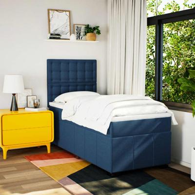 Boxspring met matras stof blauw 90x190 cm - thumbnail