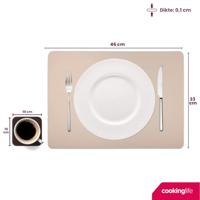 Cookinglife 6 Placemats + 6 Onderzetters - Dubbelzijdig - Vegan leer - Bruin / Zand - thumbnail