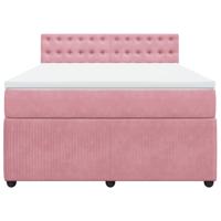 Boxspring met matras fluweel roze 160x200 cm - thumbnail
