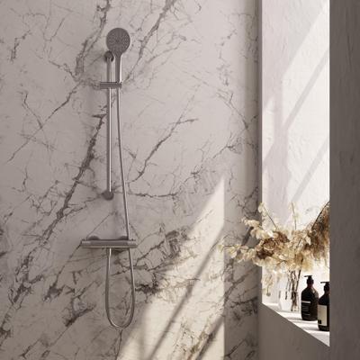 Brushed Carving opbouw douche thermostaatkraan SET 02 met glijstang en handdouche