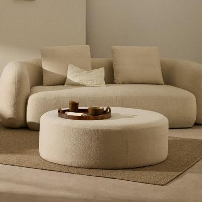 Kave Home Poef 'Kaeli' Bouclé, 120cm, kleur Ecru