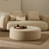 Kave Home Poef 'Kaeli' Bouclé, 120cm, kleur Ecru - thumbnail