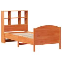 Bed met boekenkast zonder matras grenenhout wasbruin 75x190 cm - thumbnail
