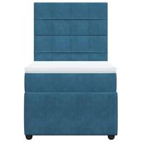 Boxspring met matras fluweel donkerblauw 90x190 cm - thumbnail