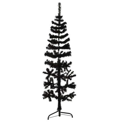 VidaXL Kunstkerstboom half met standaard smal 120 cm zwart