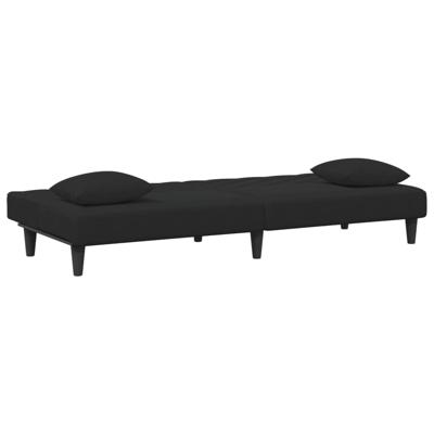 2-delige Loungeset met kussens fluweel zwart - thumbnail