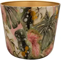 TS Collection bloempot monstera kunststof, metaal 21x18cm mystery - thumbnail