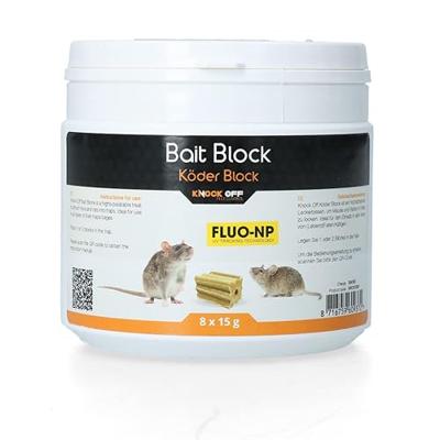 Knock Pest Lokmiddel Blok voor muis&rat Fluo-NP 8 x 15 g