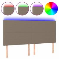 Hoofdbord LED 200x5x118/128 cm stof taupe - thumbnail