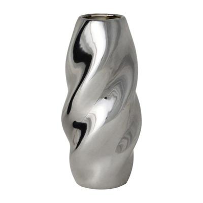 Vaas wave rond - zilverkleurig - ø10x21 cm